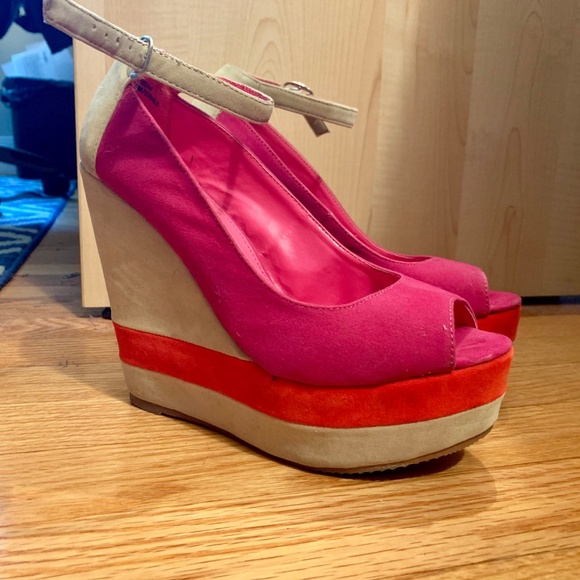 Platform Wedges Babydoll Peep toe from Dots Size 7 - Picture 4 of 6